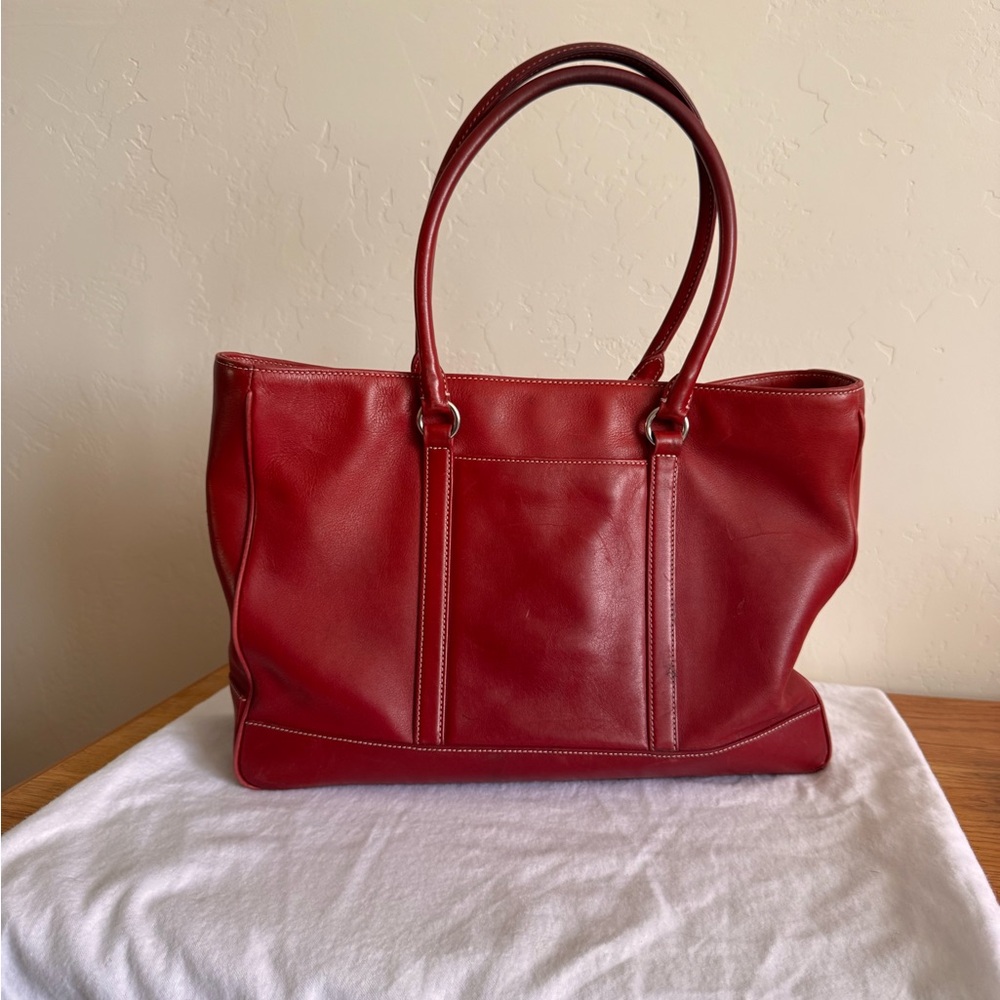 COACH Red Leather Tote Bag